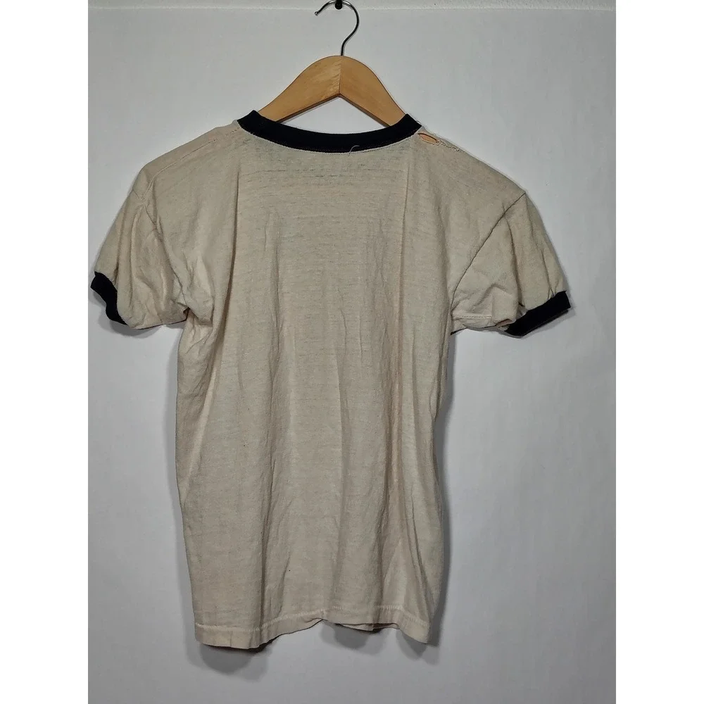 Rare Vintage Allman Brothers Band Summer Campaign 74 Ringer T-Shirt Cream Navy S - Picture 9 of 11